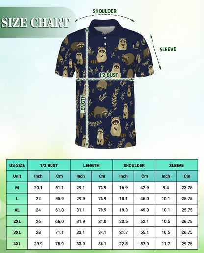 Raccoon Polo Shirt – Woodland Animal Print | Netecom