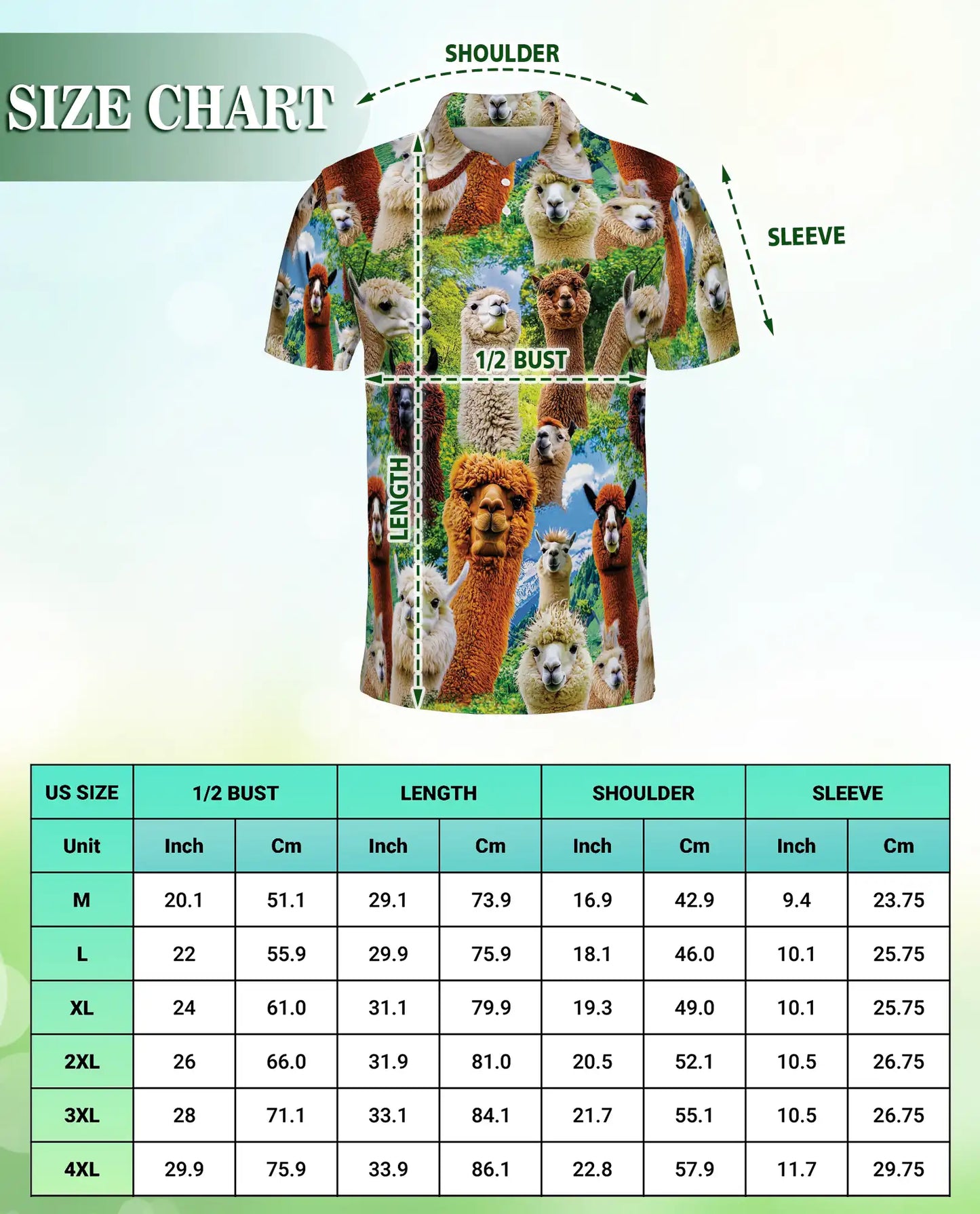Alpaca Llama 3D Polo Shirt for Men | Netecom