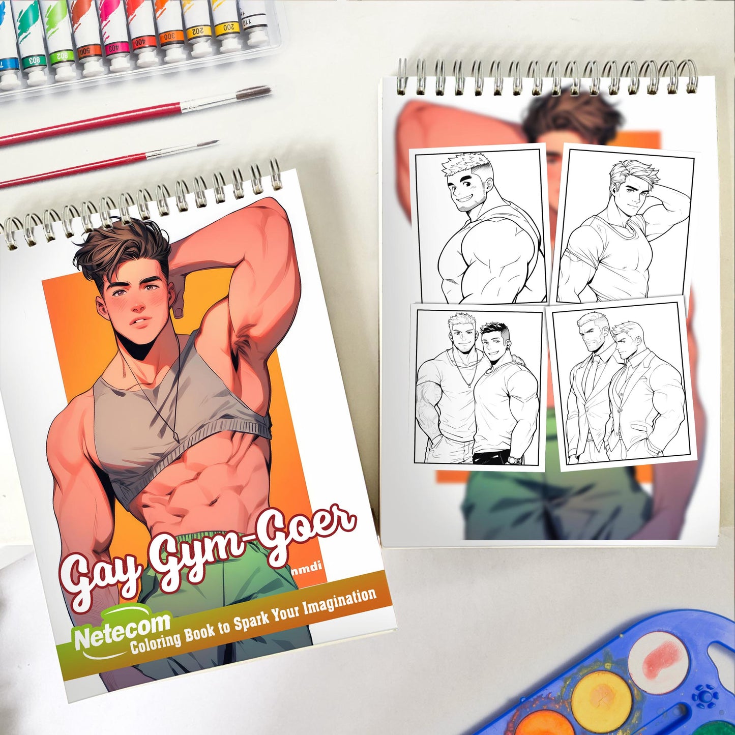 Gay Gym-Goer Spiral Bound Coloring Book, Explore the Vibrant World of LGBTQ+ Gym-Goers with 30 Exquisitely Illustrated Coloring Pages.