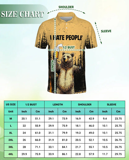Funny Bear Beer 3D Polo Shirt for Men – Camping Wilderness Humor Style | Netecom