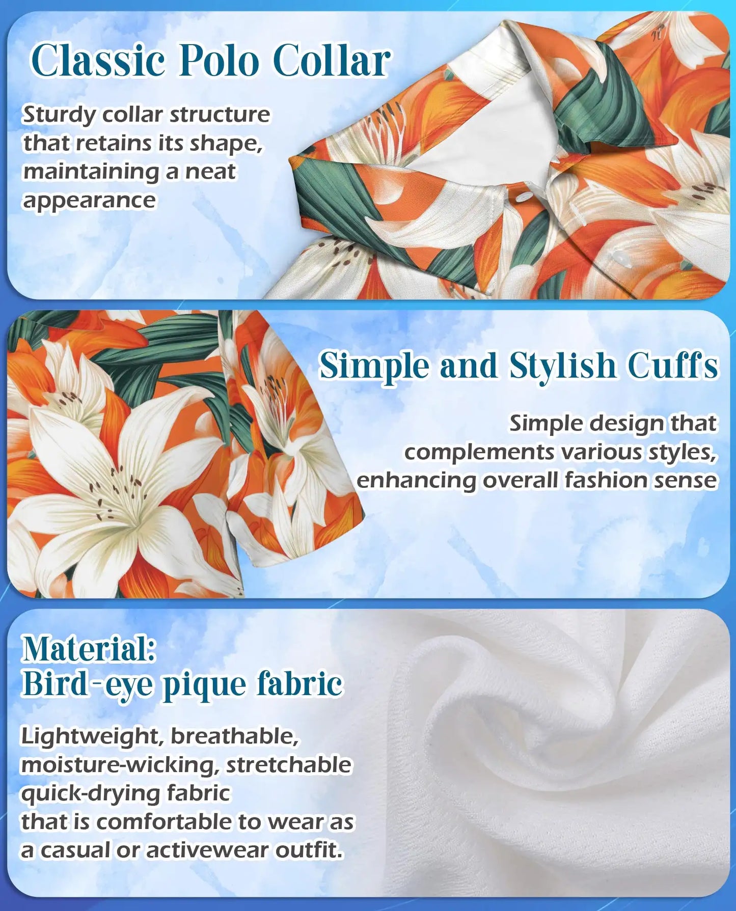 Orange Lily Polo Shirt for Men – Tropical Floral Style | Netecom