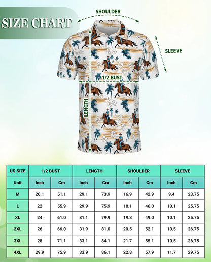 Cowboy Horse Hawaiian 3D Polo Shirt for Men | Netecom