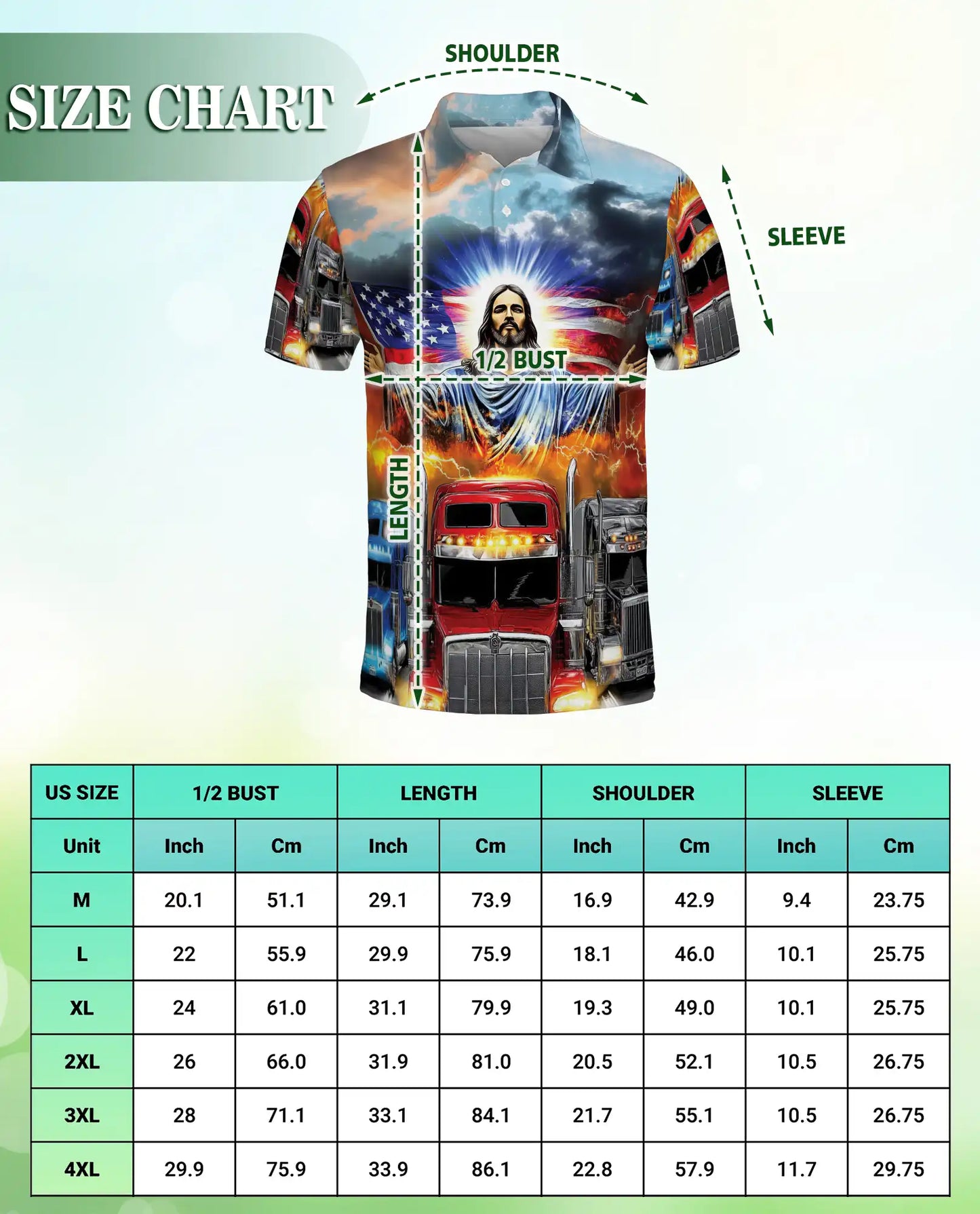 Jesus Truck Driver 3D Polo Shirt for Men – Patriotic American Trucker Style | Netecom
