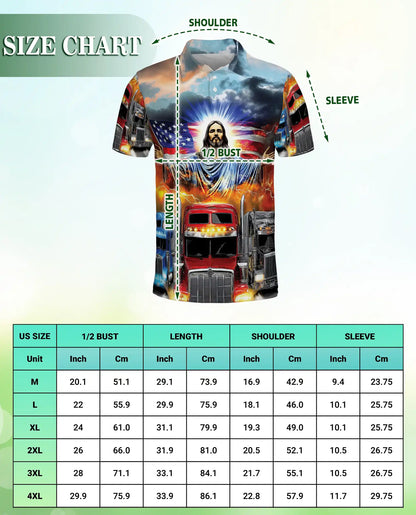 Jesus Truck Driver 3D Polo Shirt for Men – Patriotic American Trucker Style | Netecom