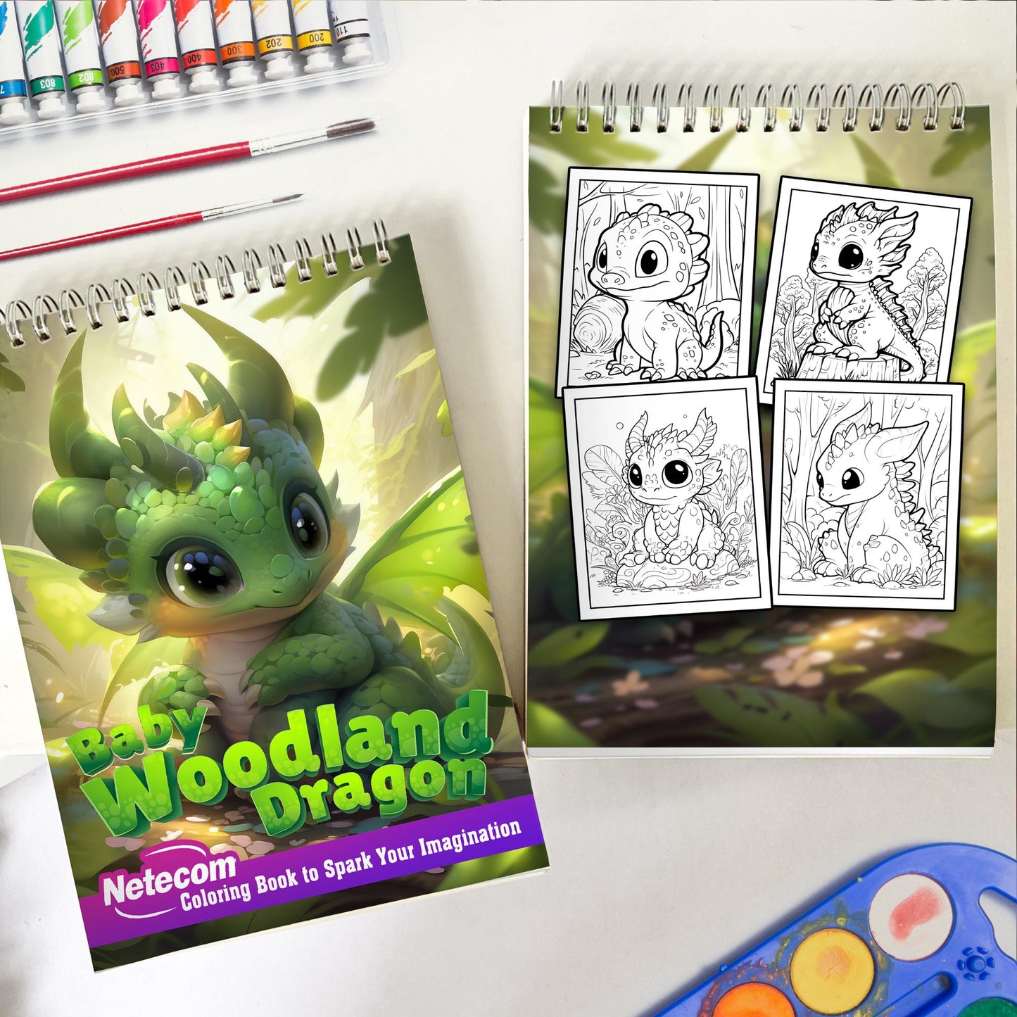 Baby Woodland Dragon Spiral Bound Coloring Book, Discover the Enchanting World of Baby Woodland Dragons with 30 Exquisite Coloring Pages that Showcase the Playful and Endearing Nature of these Cute Creatures