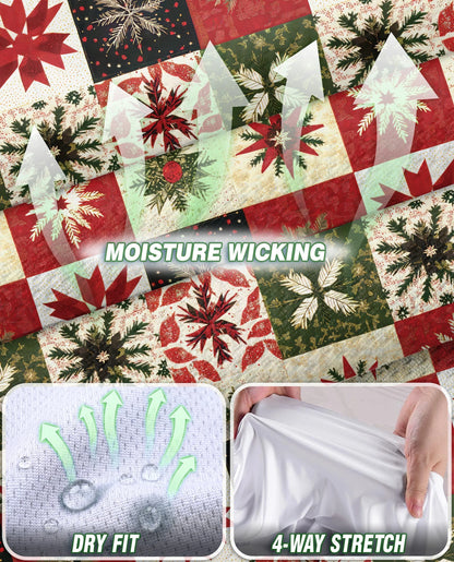 Christmas Quilt Pattern Sleeveless Polo Shirt for Women | Netecom