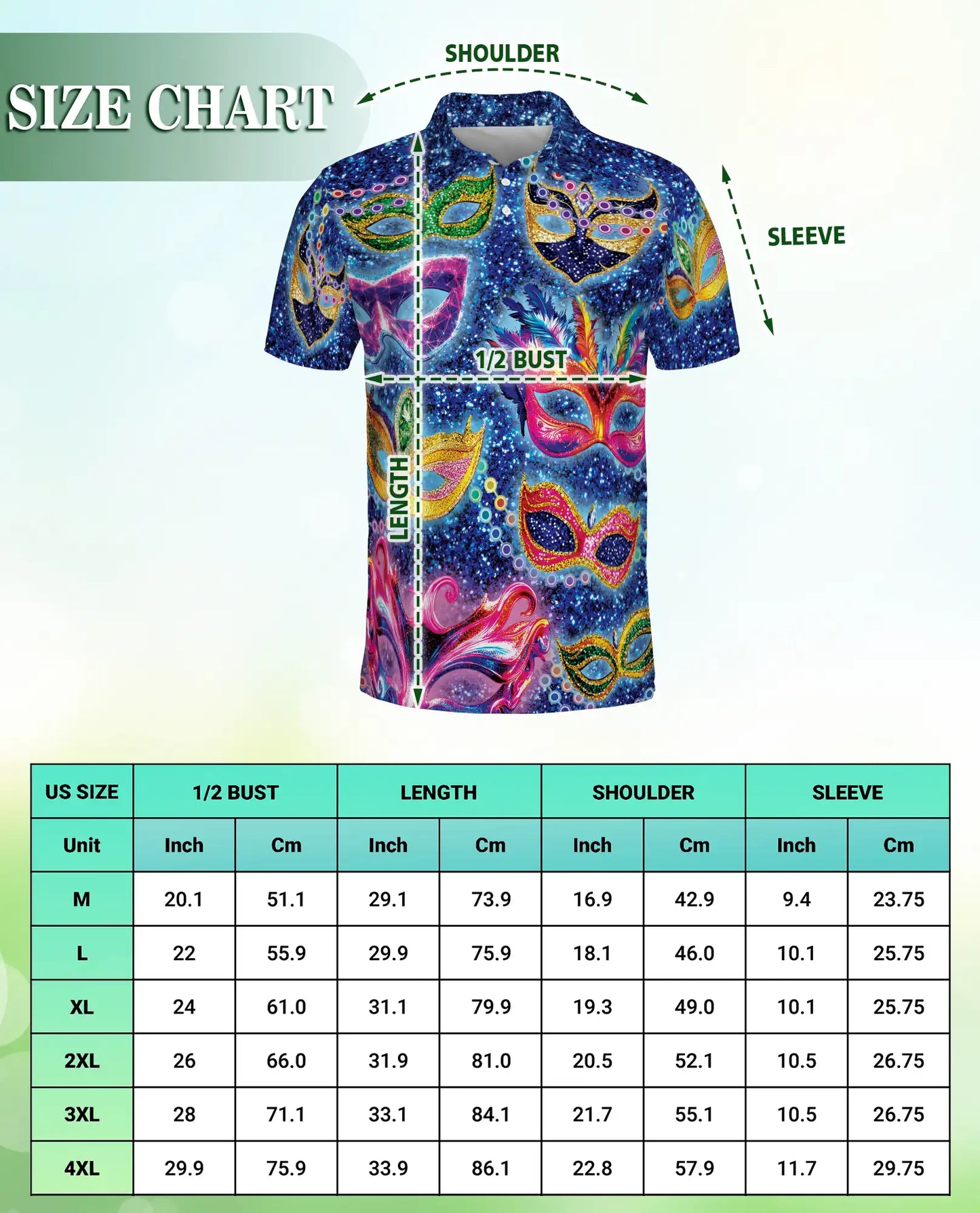 Masquerade Mask Polo Shirt – Carnival Fantasy Print | Netecom