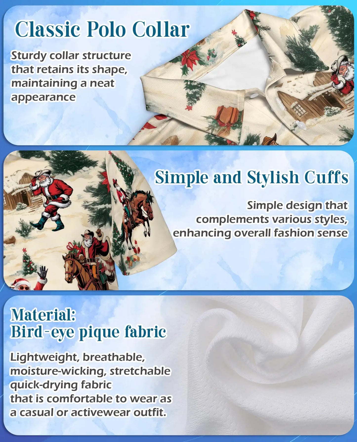 Cowboy Santa Polo Shirt – Western Christmas Print | Netecom