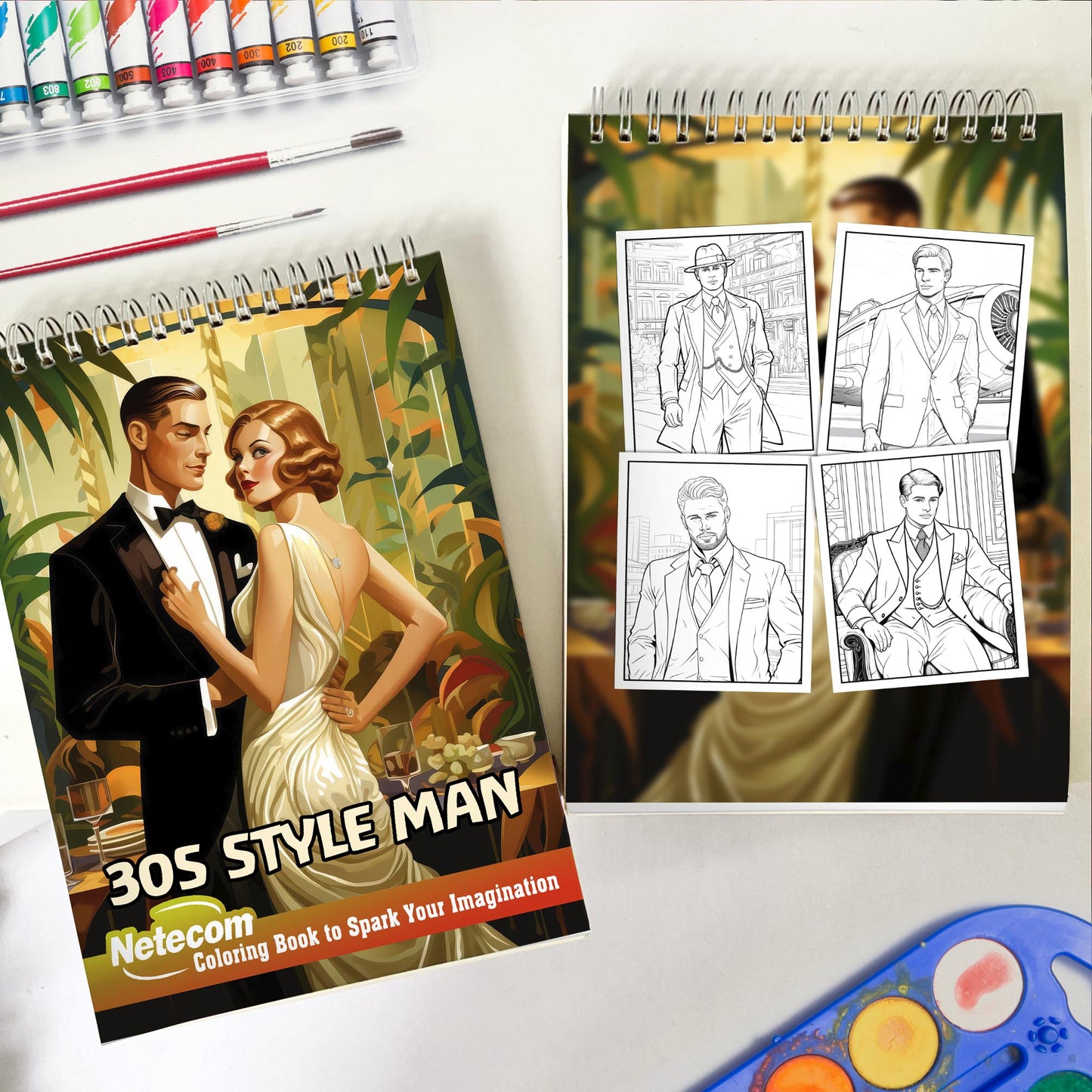 30s Style Man Spiral Bound Coloring Book, Indulge in 30 Dashing Coloring Pages, Fostering Focus and Imagination in the World of Stylish Men