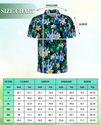 Tropical Bowling 3D Polo Shirt for Men – Floral Palm Tree Sports Style | Netecom
