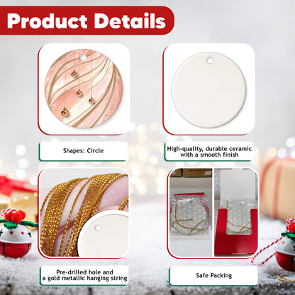 Netecom Elegant Pink Baubles Christmas Ornaments, Ceramic Hanging Balls with Glitter Swirl Keepsake Ornament for Xmas Tree Decorations, Gifts for Holiday, Party, Home Decor