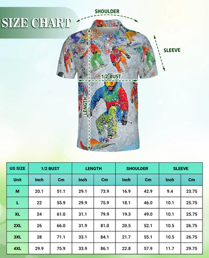 Snowboard Extreme Sports 3D Polo Shirt for Men – Colorful Winter Action Style | Netecom