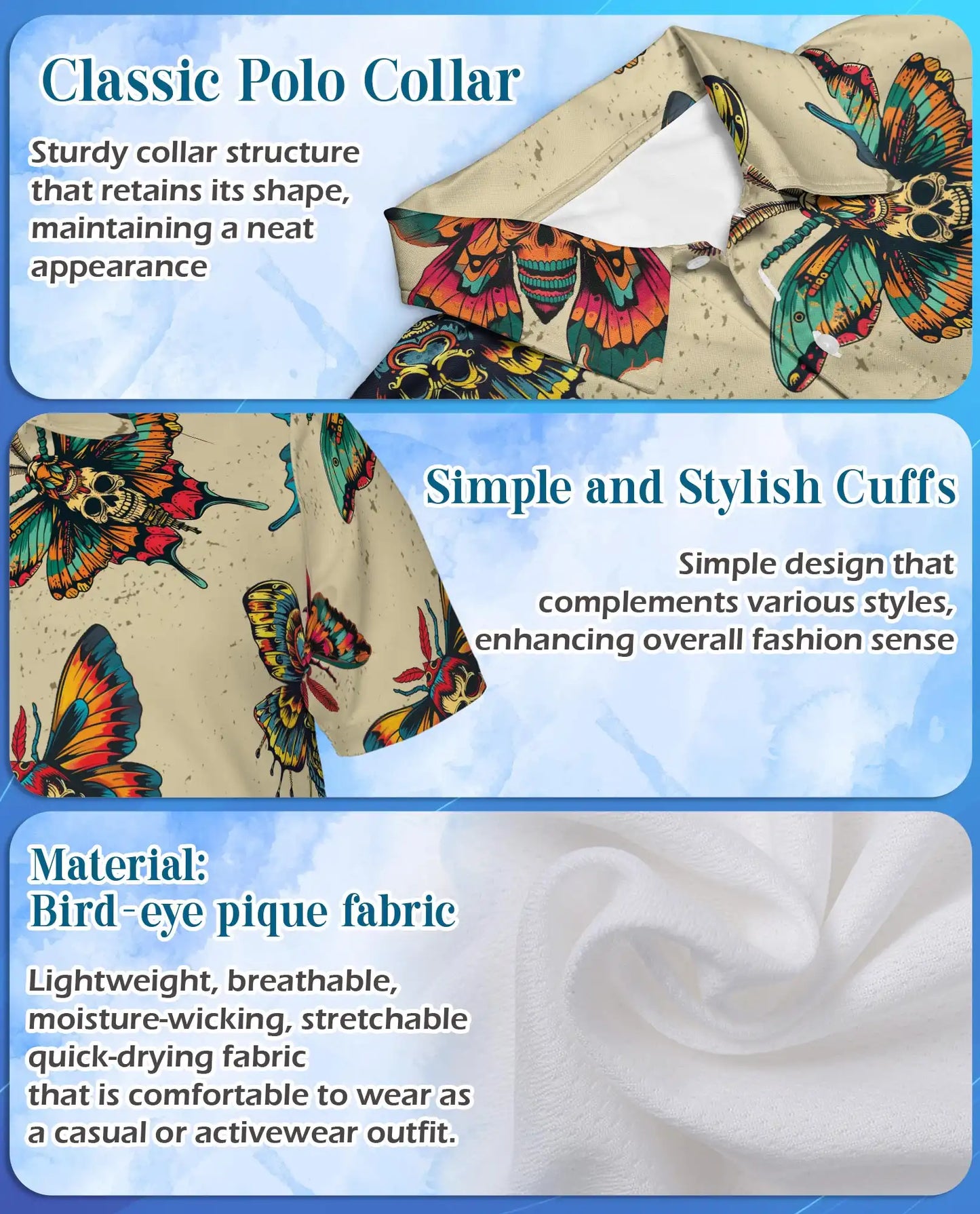 Skull Butterfly Polo Shirt – Gothic Vintage Style | Netecom