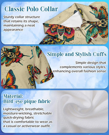 Skull Butterfly Polo Shirt – Gothic Vintage Style | Netecom