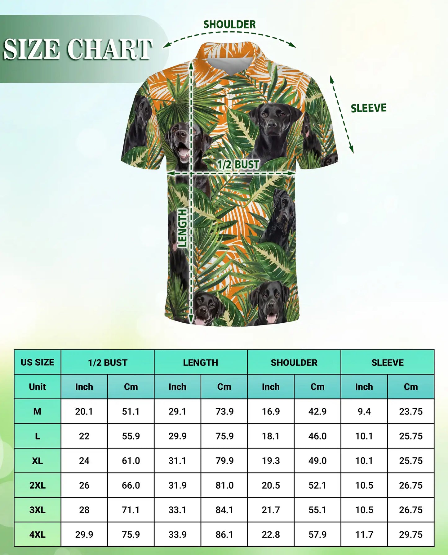 Black Labrador Tropical Polo Shirt – Palm Leaf Print | Netecom