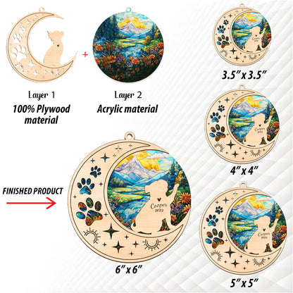 Netecom Pug Dog Memorial Suncatcher, Personalized Pug Christmas Ornament with Name Date, Bereavement Gifts for Loss of Pet, Dog Death Sympathy Gift Pet Loss Sun Catchers, Dog Grief Gift