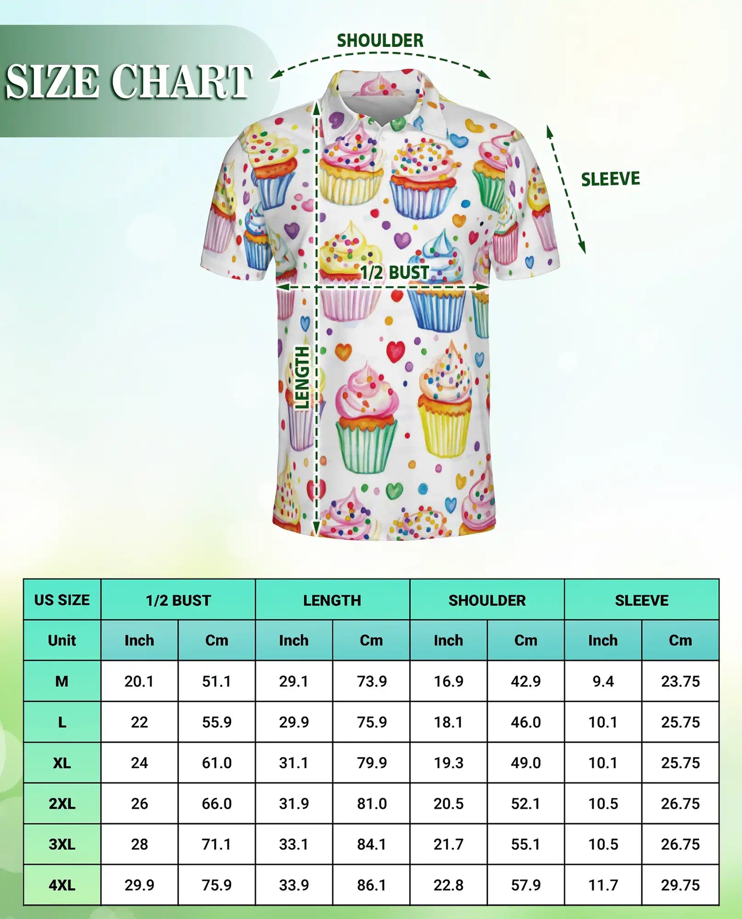Cupcake 3D Polo Shirt for Men – Sweet Dessert Candy Style | Netecom