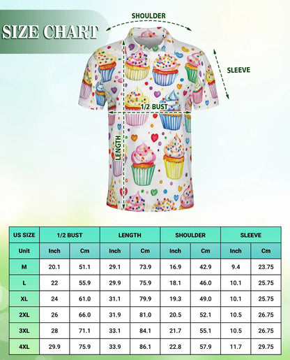 Cupcake 3D Polo Shirt for Men – Sweet Dessert Candy Style | Netecom