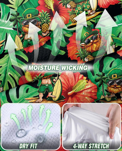 Funny Surfing Leprechaun Tropical Sleeveless Polo Shirt for Women | Netecom