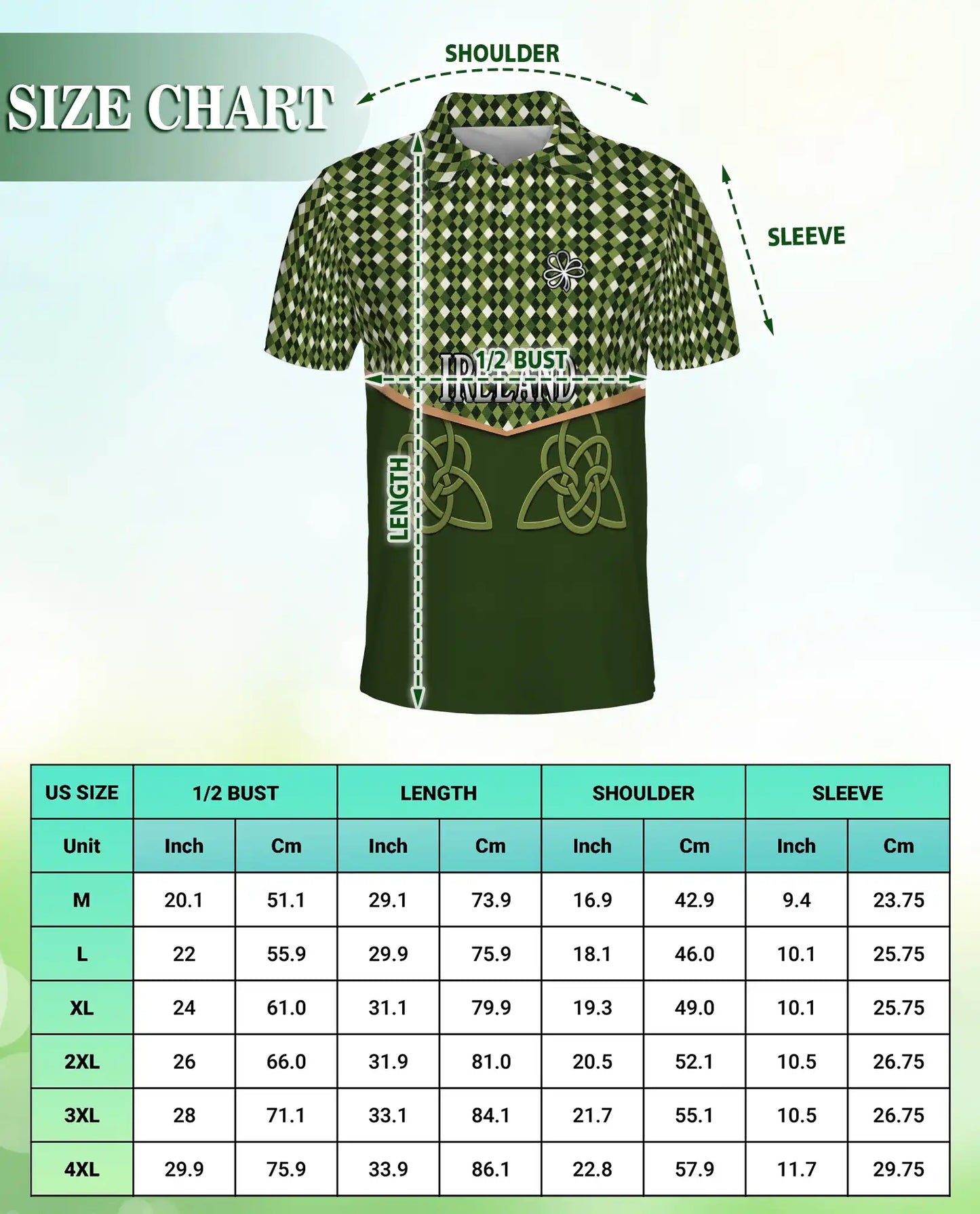 Ireland Shamrock Celtic 3D Polo Shirt | Netecom