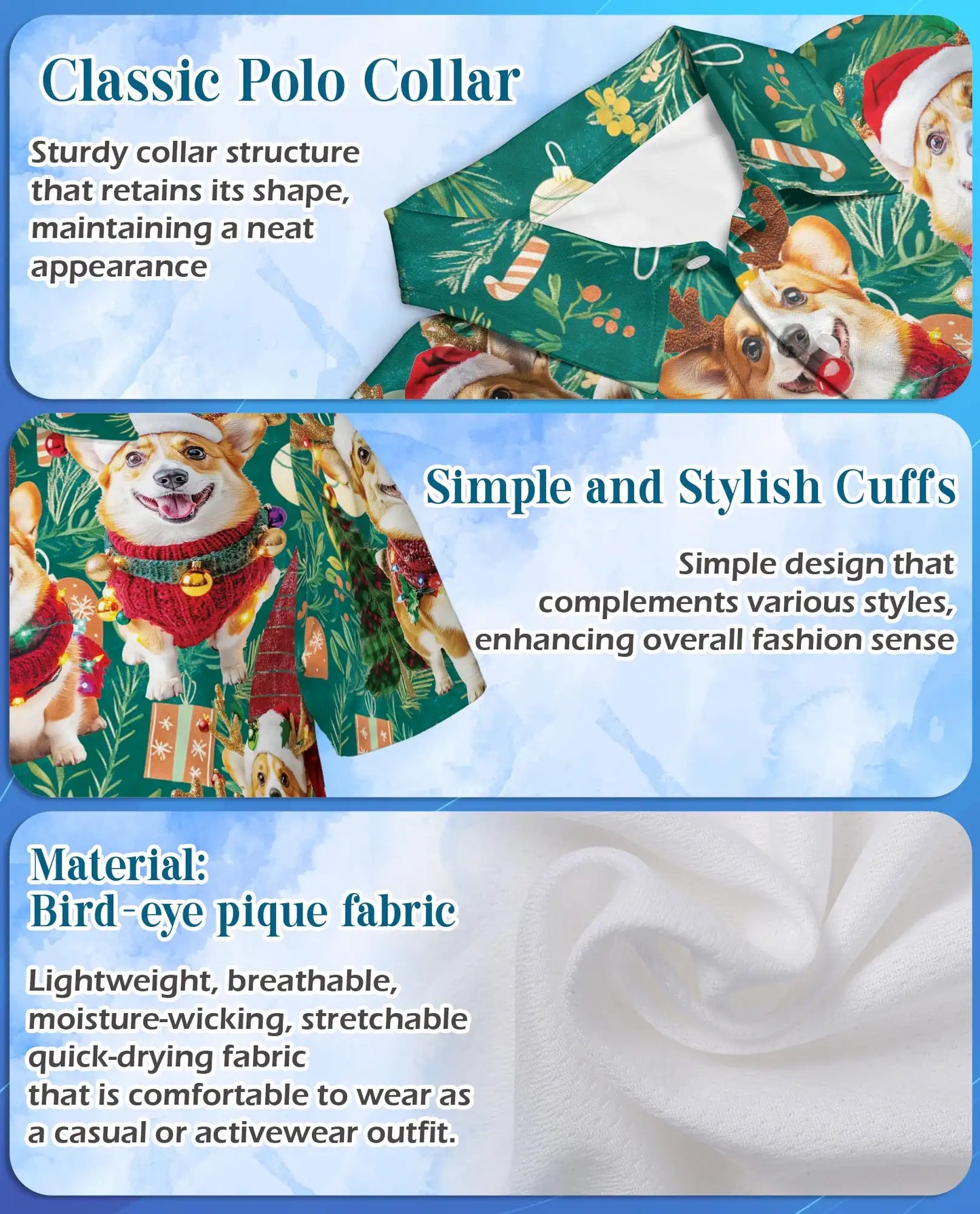 Christmas Corgi Polo Shirt - Festive Holiday Dog Style | Netecom