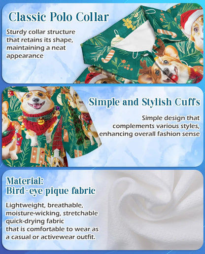 Christmas Corgi Polo Shirt - Festive Holiday Dog Style | Netecom