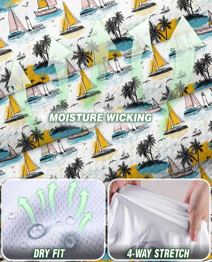 Tropical Sailboat And Palm Tree Pattern Sleeveless Polo Shirt for Women | Netecom
