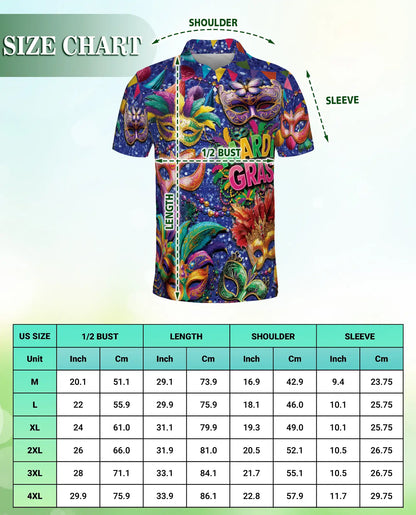 Mardi Gras Carnival Mask Polo Shirt for Men-Colorful Festival Feather Mask | Netecom