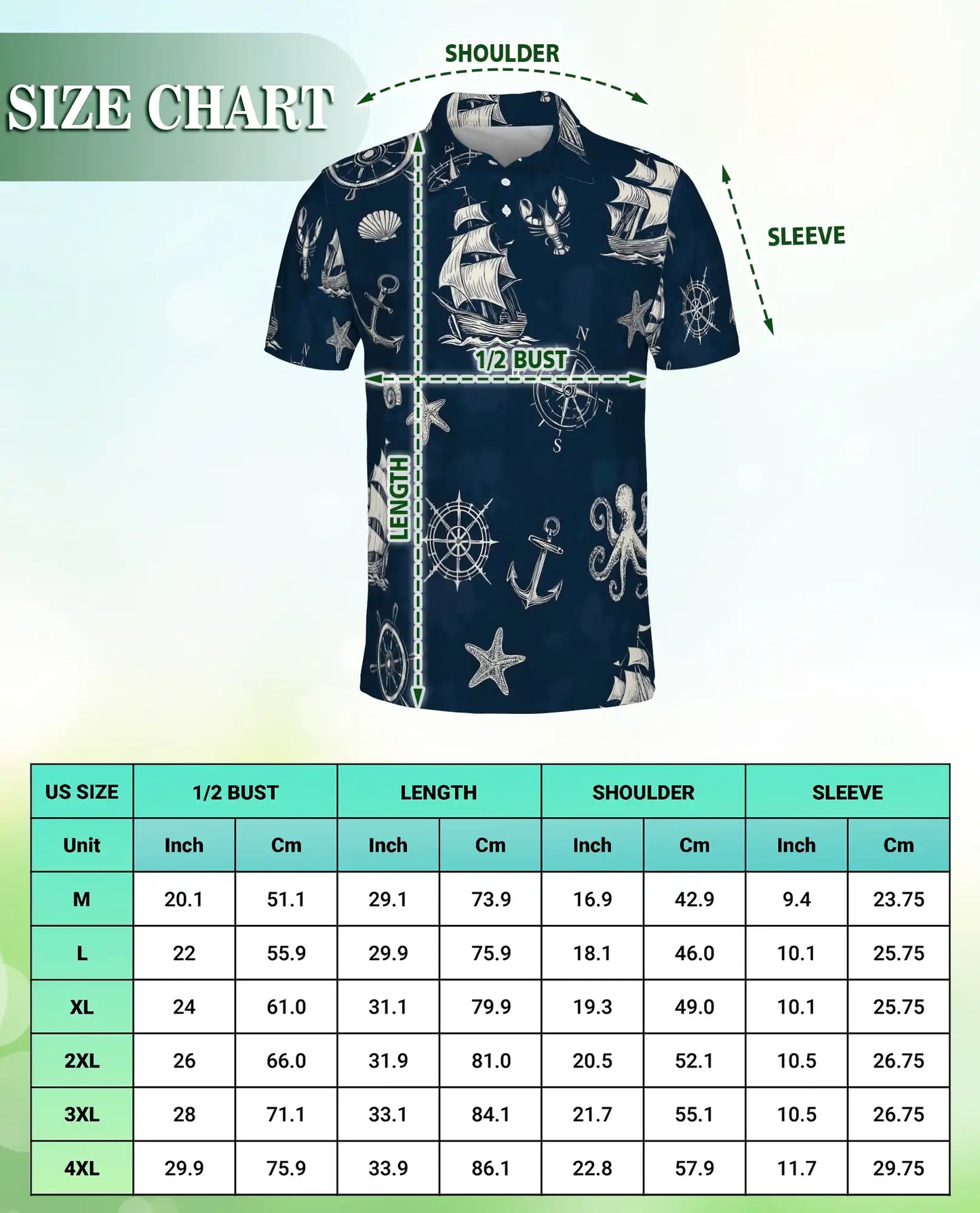 Nautical Sailing Polo Shirt – Vintage Ocean Print | Netecom