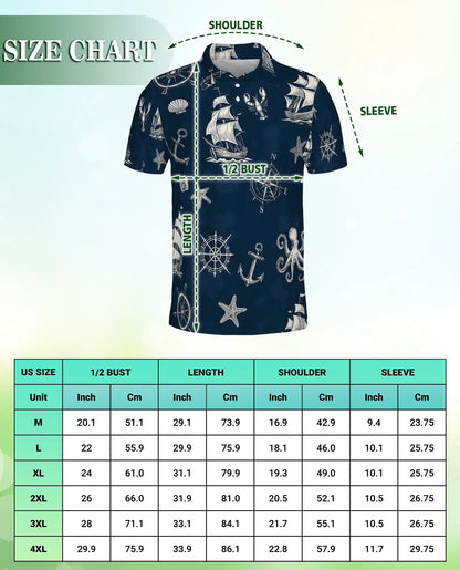 Nautical Sailing Polo Shirt – Vintage Ocean Print | Netecom