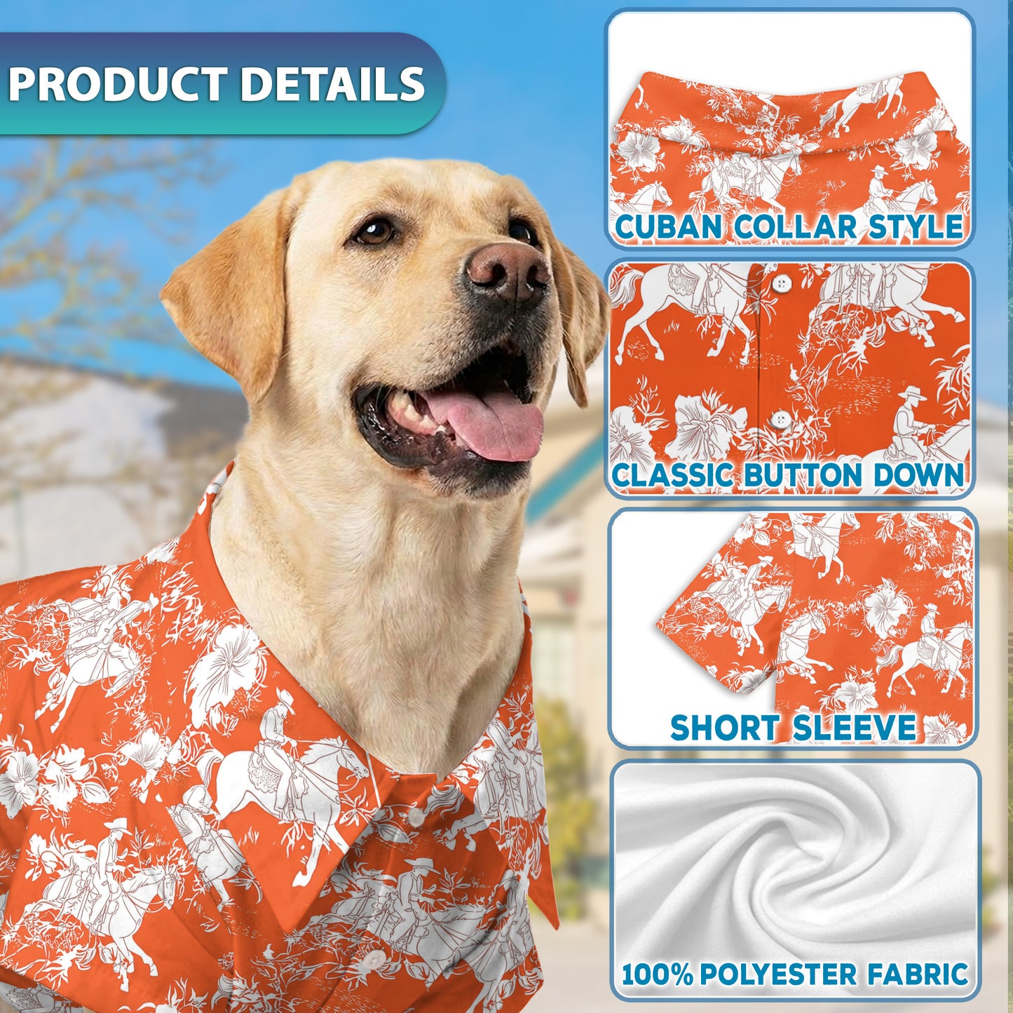 Netecom Matching Hawaiian Shirt for Dog and Owner, Orange Aloha Summer Shirt, Button Down Hawaiian Outfit for Pet and Human, Beach Vacation Casual Wear