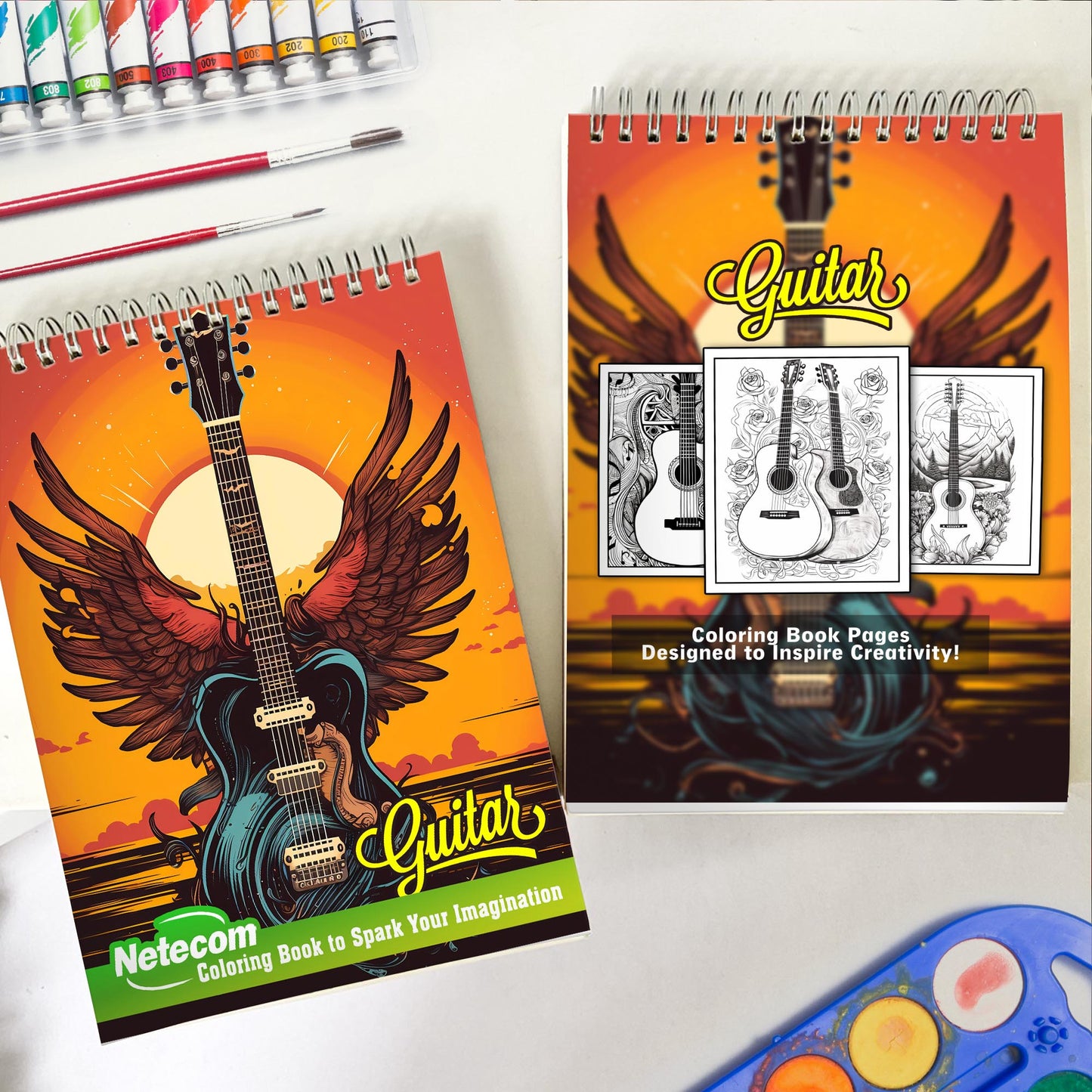 Guitar Spiral Bound Coloring Book, Unleash Your Artistic Talents in the Musical Journey with 30 Charming Guitar Coloring Pages for Coloring Enthusiasts to Embrace the Artistry and Soul of Guitars