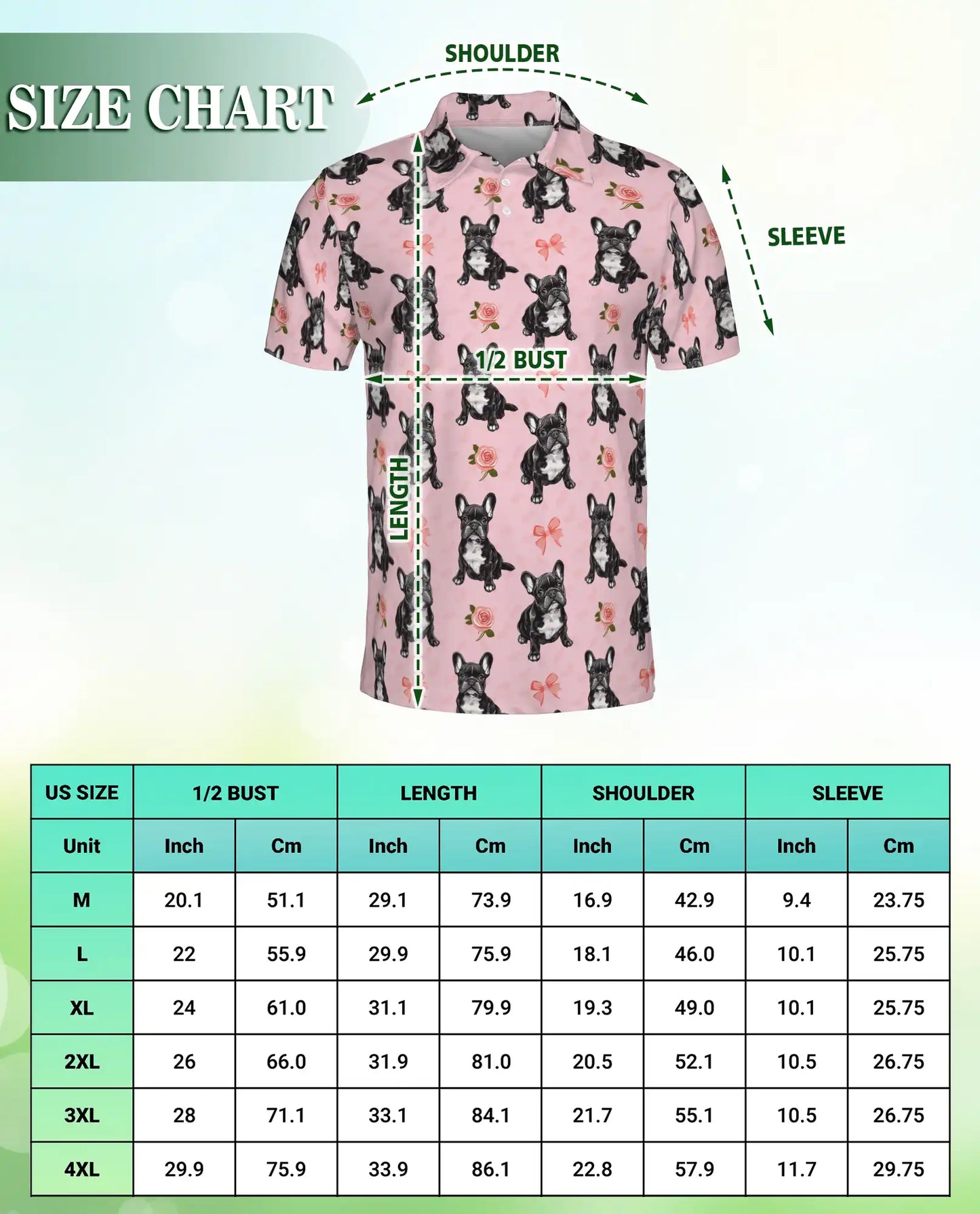 French Bulldog Rose Pattern Polo Shirt | Netecom