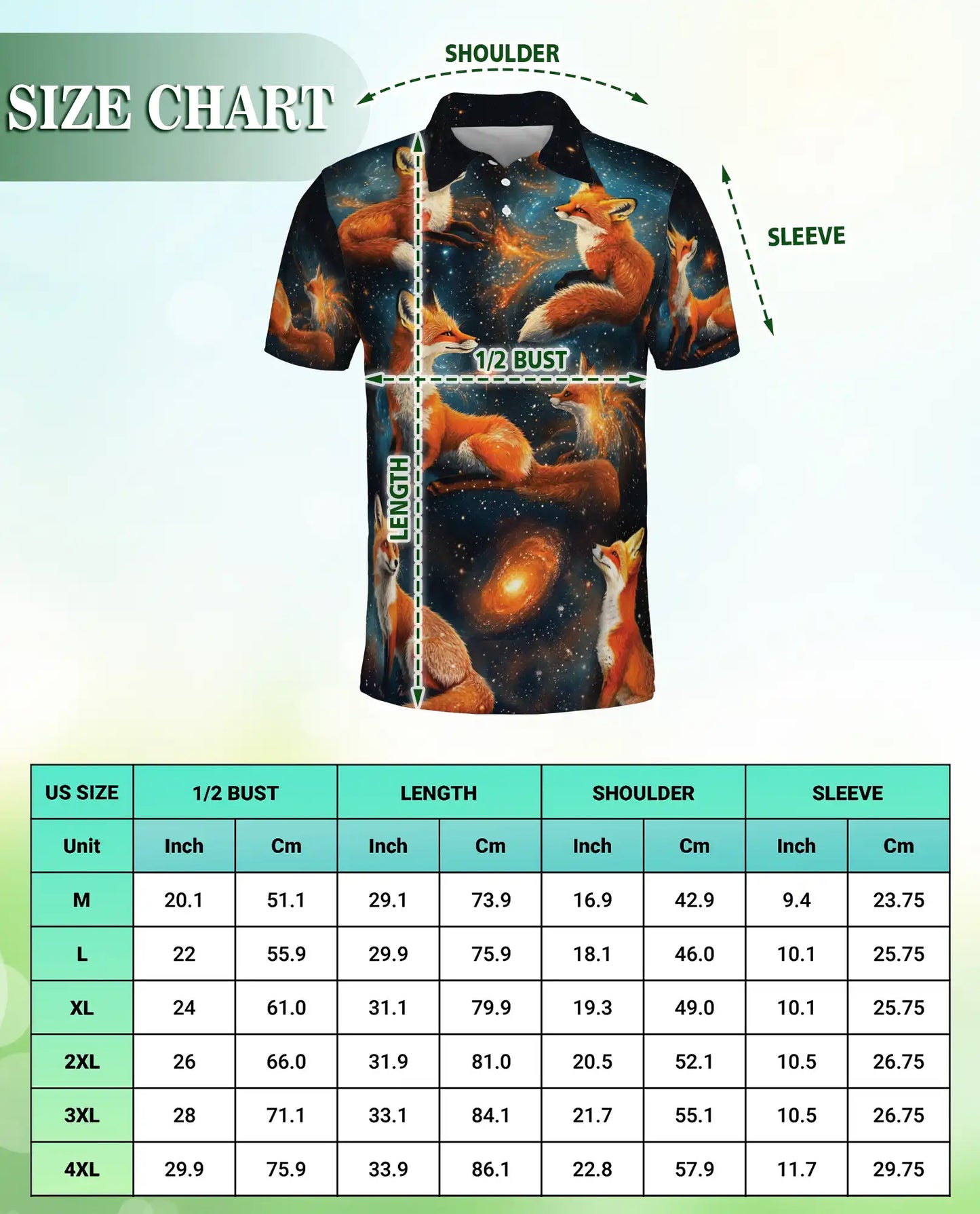 Galaxy Fox Polo Shirt – Cosmic Animal Print | Netecom