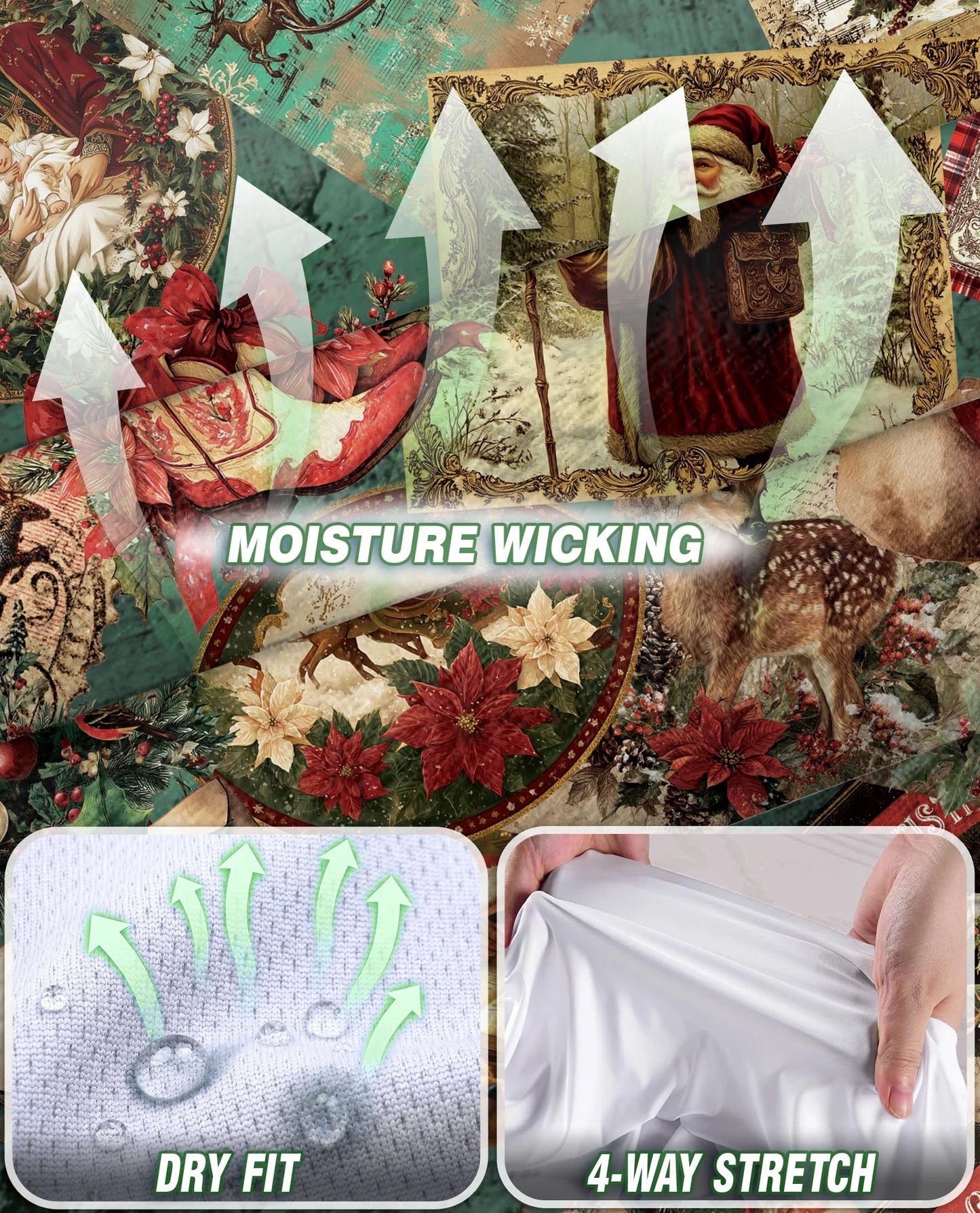 Vintage Christmas Collage Sleeveless Polo Shirt for Women | Netecom