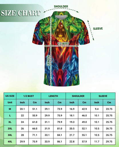Colorful Dragon 3D Polo Shirt for Men – Fantasy Fire Art Style | Netecom