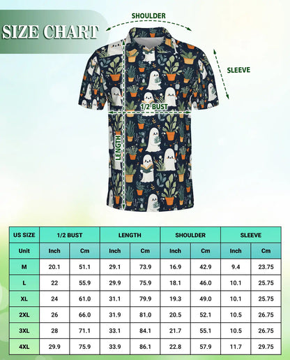 Cute Ghost Plant 3D Polo Shirt for Men – Funny Spooky Botanical Style | Netecom
