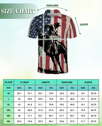 American Rodeo Polo Shirt for Men – USA Flag Western Style | Netecom