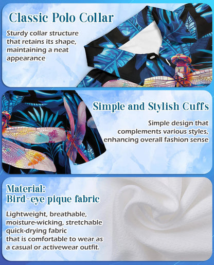 Dragonfly Blue Tropical Polo Shirt for Men – Island Nature Style | Netecom