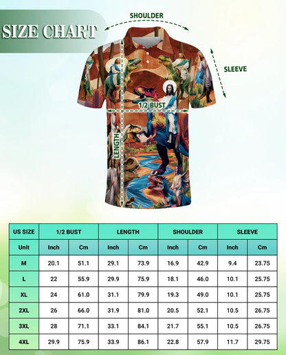 Jesus Dinosaur Polo Shirt – Fantasy Desert Print | Netecom
