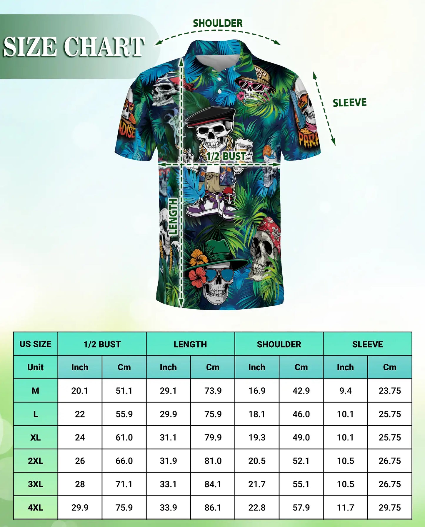 Skull Tropical Summer Polo Shirt | Netecom