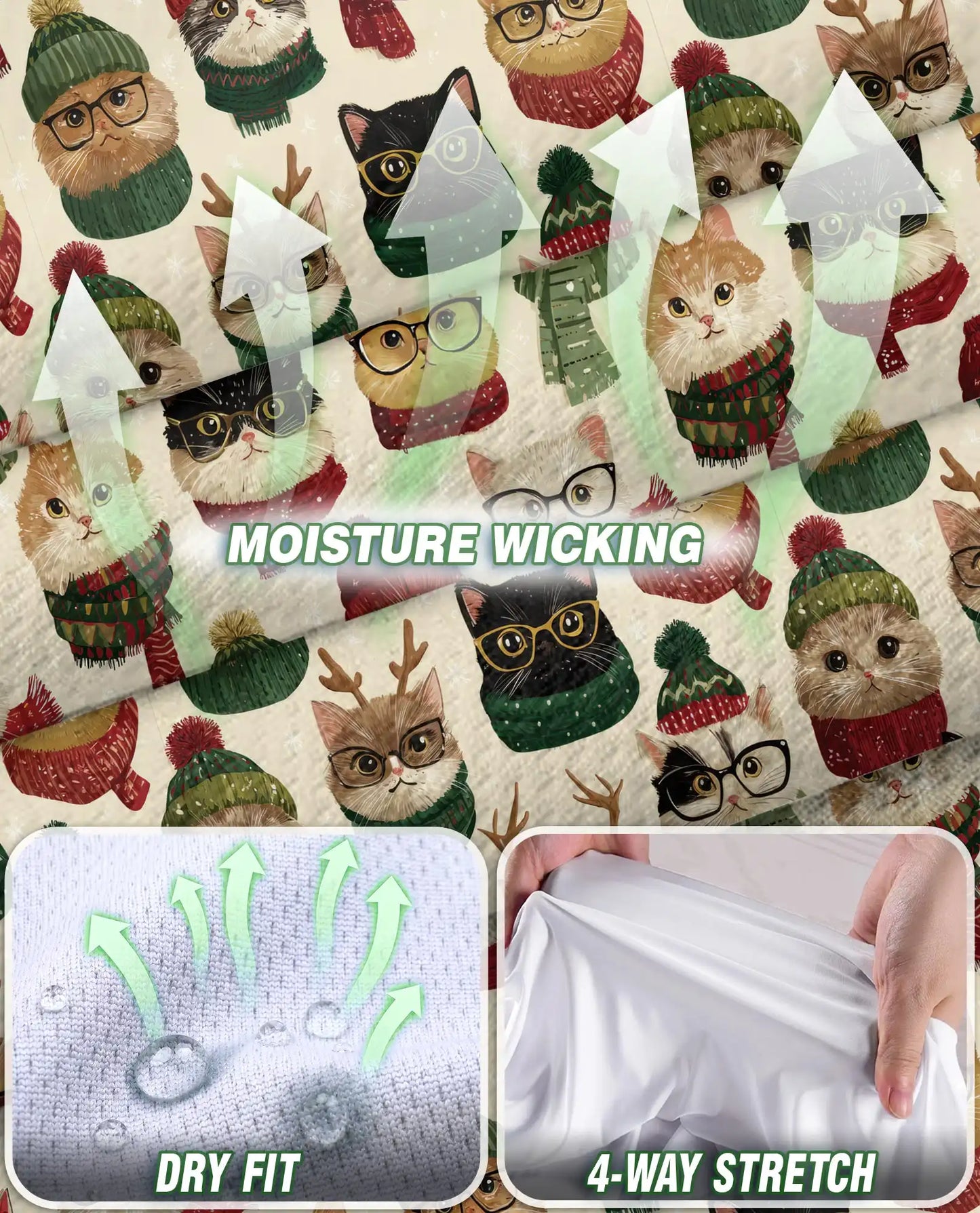 Christmas Cat Pattern Sleeveless Polo Shirt for Women | Netecom
