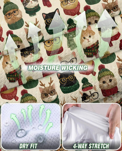 Christmas Cat Pattern Sleeveless Polo Shirt for Women | Netecom