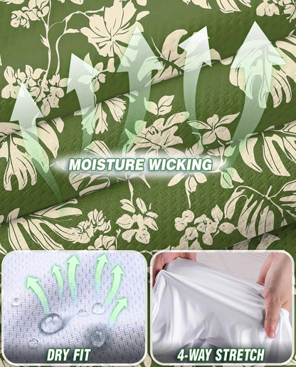 Green Monstera Leaf Sleeveless Polo Shirt for Women – Tropical Botanical Style | Netecom