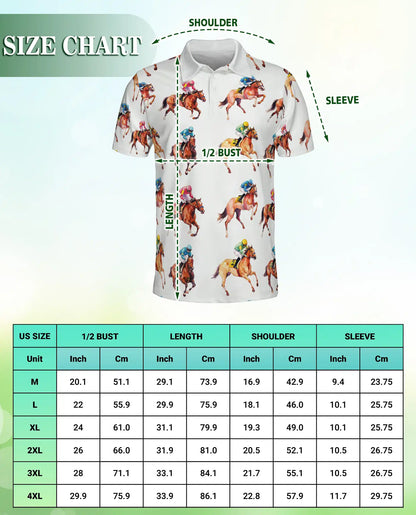 Minimal Horse Racing 3D Polo Shirt for Men – Classic Jockey Derby Style | Netecom