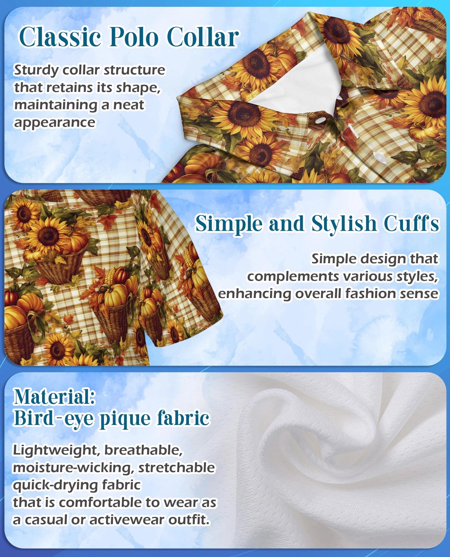 Autumn Harvest Gingham Pattern Polo Shirt for Men – Rustic Fall Style | Netecom