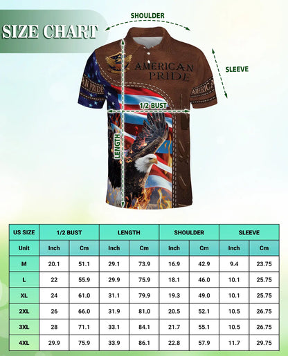 American Eagle Flag 3D Polo Shirt for Men – Patriotic USA Pride Style | Netecom