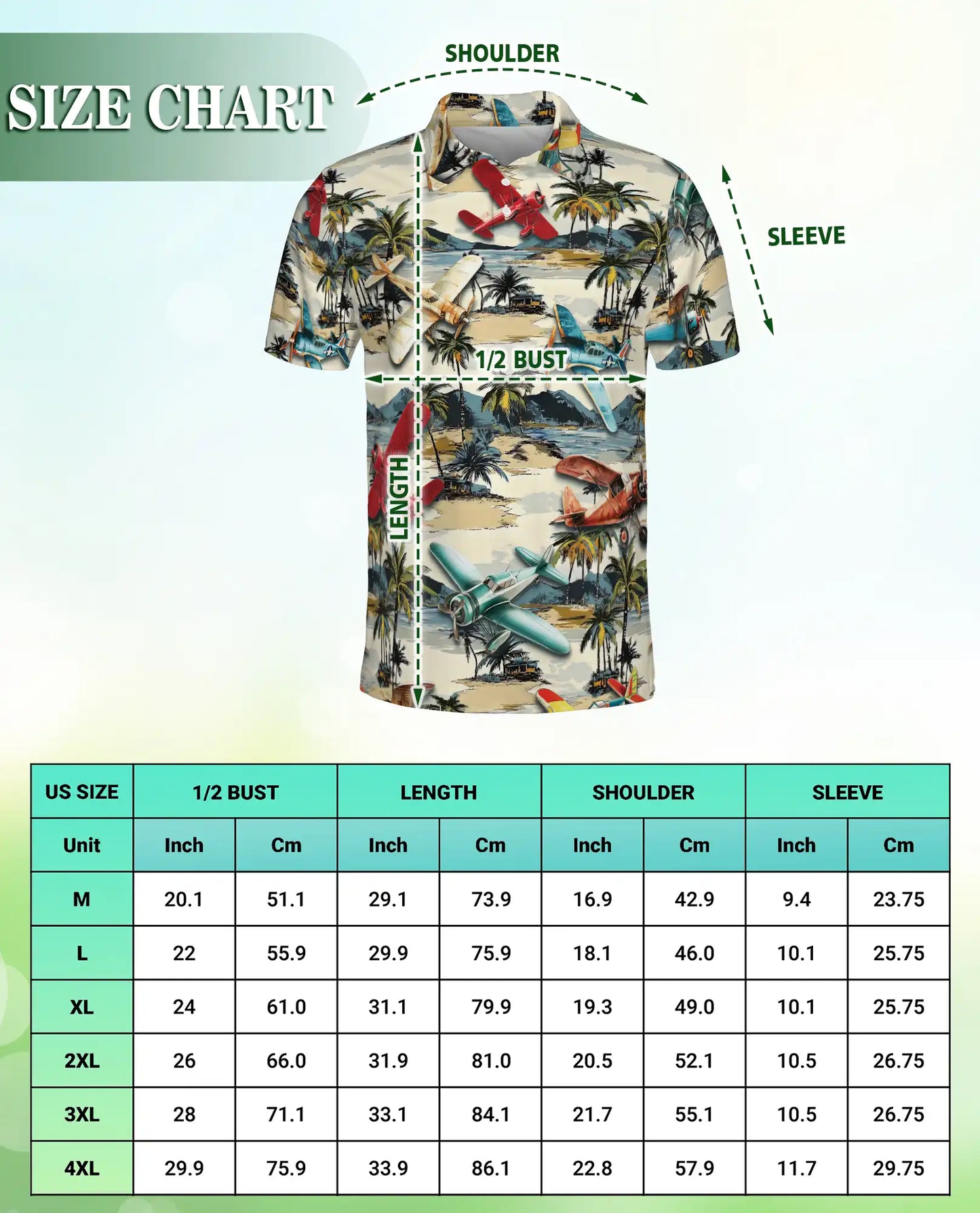 Vintage Airplane Retro 3D Polo Shirt for Men – Tropical Beach Island Style | Netecom