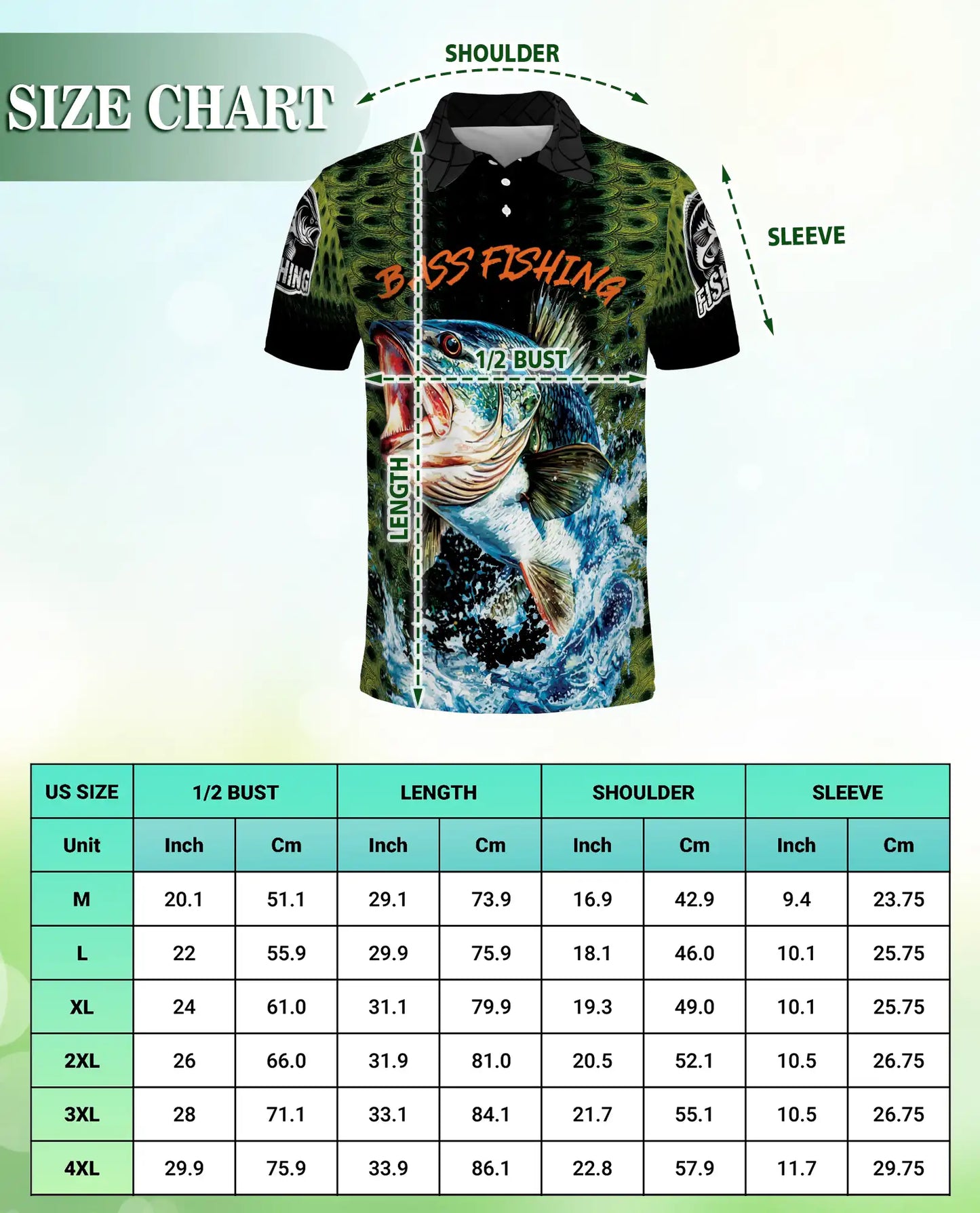 Bass Fishing 3D Polo Shirt for Men – Freshwater Angler Outdoor Style | Netecom