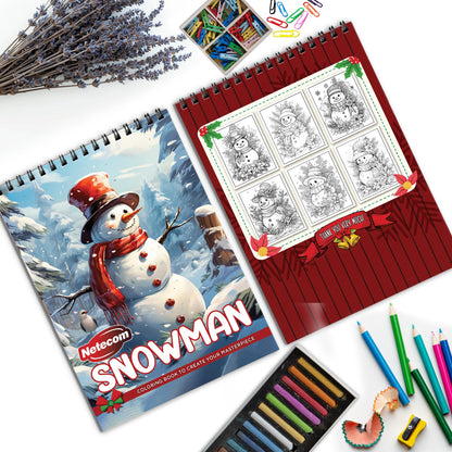 Snowman Spiral Bound Coloring Book, Cheerful Snowman Scenes for Winter Fun, Perfect for Holiday Coloring and Those Seeking Joyful Art